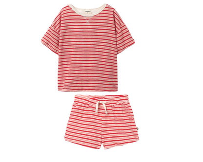 Pink Tomato Striped Shorts Set