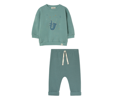 Soft Brush Fleece Sweater Set - Artic Blue