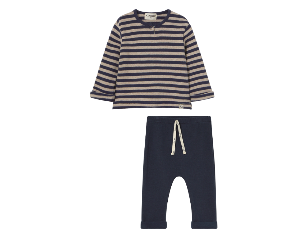 Soft Brush Long Sleeve Set - Navy