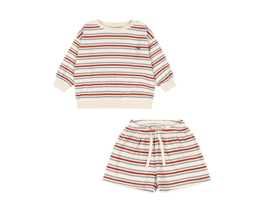 Itty Rib Sweat Short Set - Wind Stripe