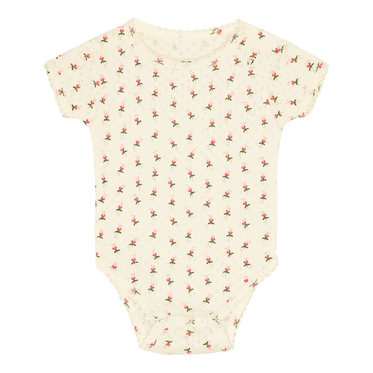Fluffy Bell Pointelle Short Sleeve Onesie