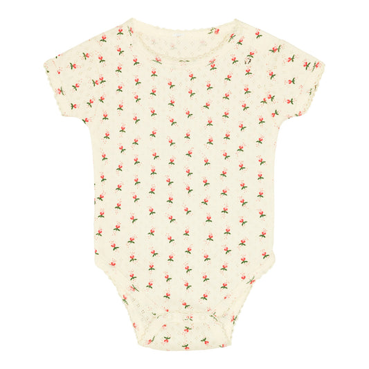 Fluffy Bell Pointelle Short Sleeve Onesie