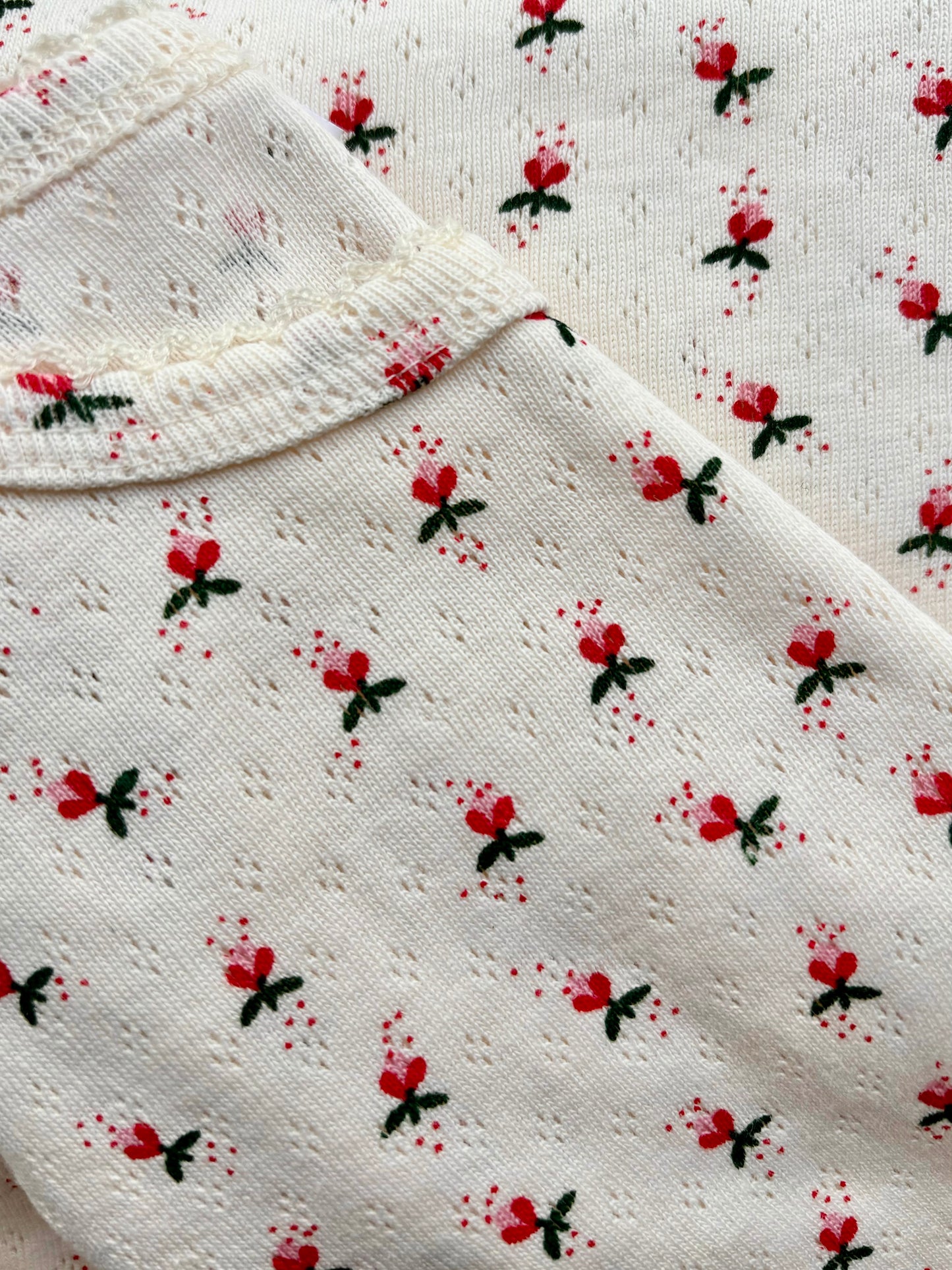 Fluffy Bell Pointelle Short Sleeve Onesie