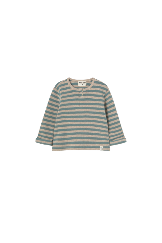 soft stripes knit baby sweater - artic blue