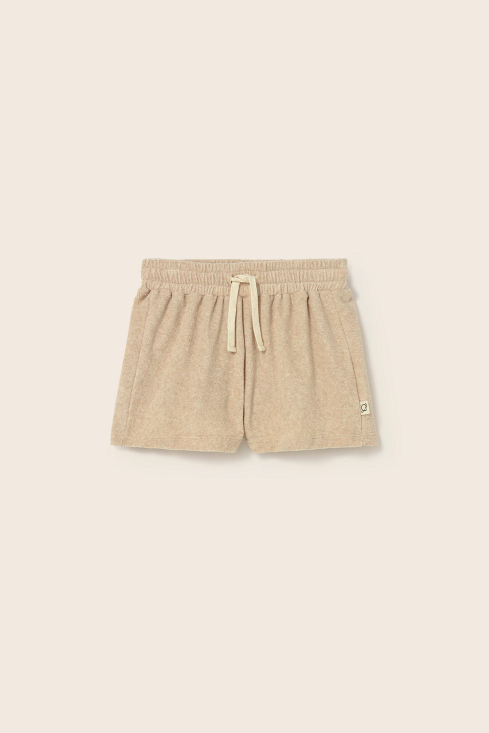 Beige Melange Terry Shorts Set