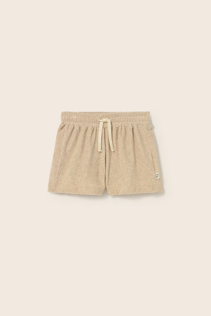 Beige Melange Terry Shorts Set