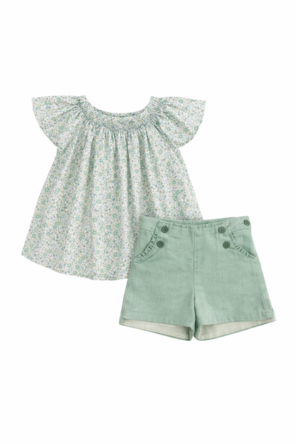 Sage Floral Hope Shorts Set
