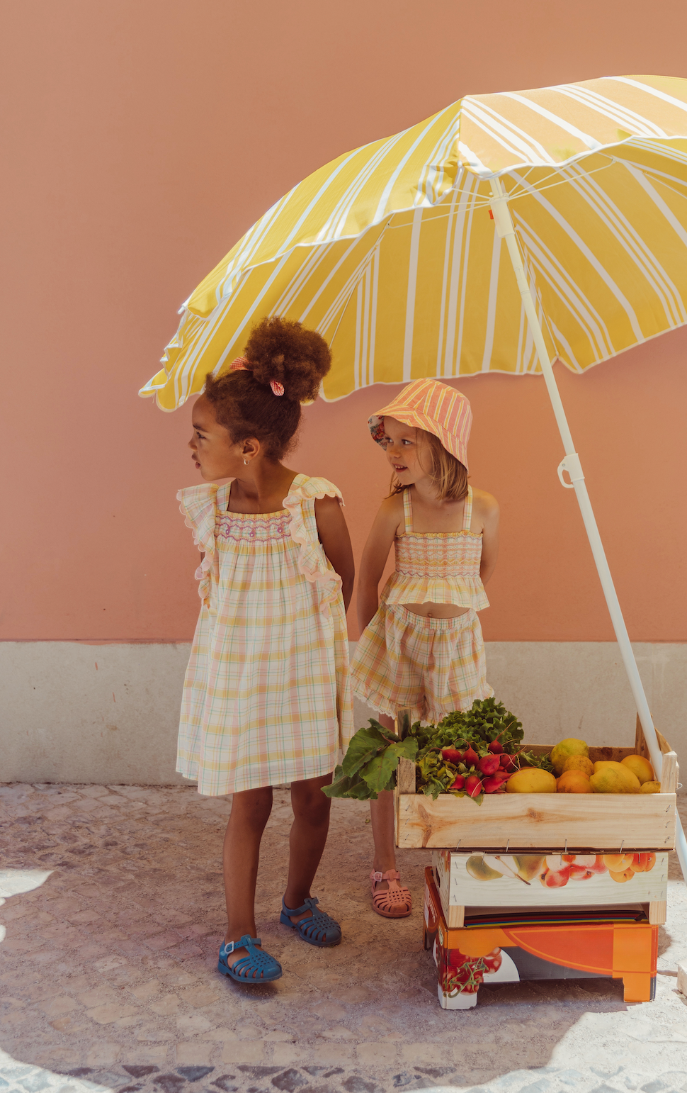 Yellow Positano Checks Set - Florentina Camisole and Vallalois Shorts