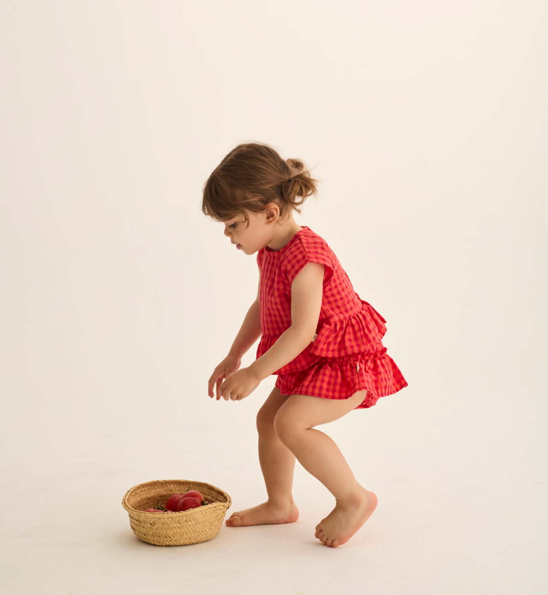 Red Gingham Peplum Baby Set