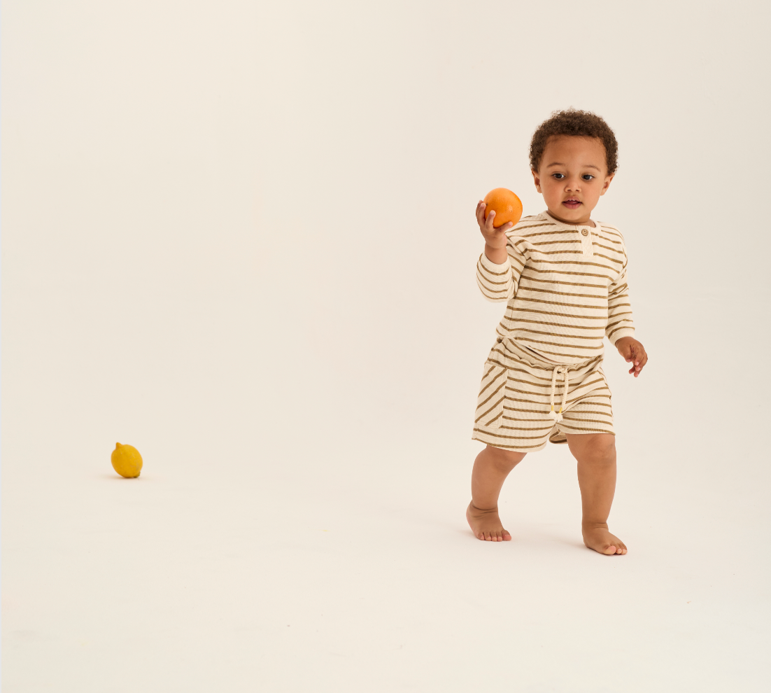 Sand Double Striped Baby Shorts