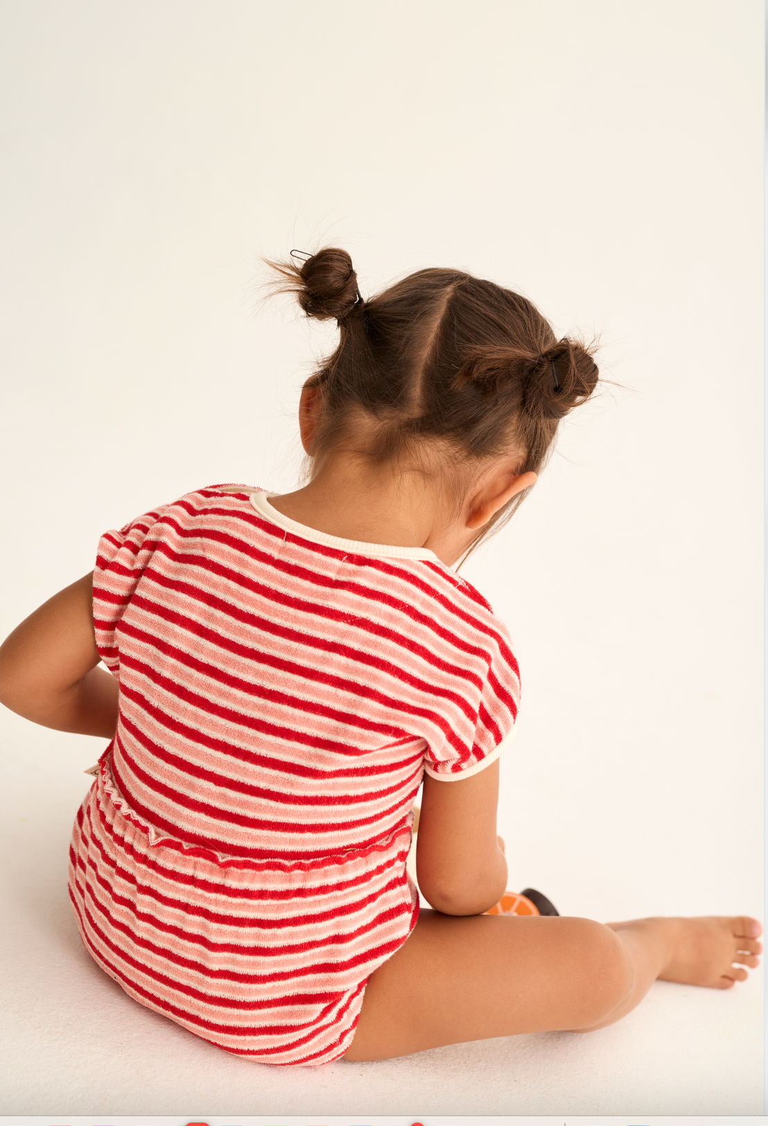 Pink Tomato Striped Terry Romper