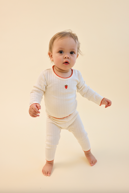 Flora Pointelle Onesite Baby Set - Gentle Cream