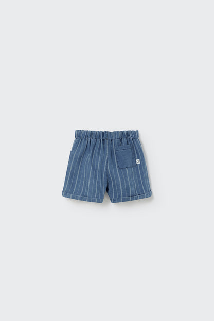 Striped Denim Blue Baby Shorts Set