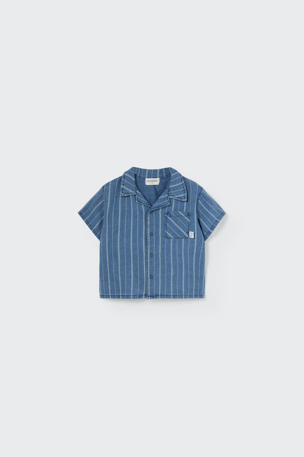 Striped Denim Blue Baby Shorts Set