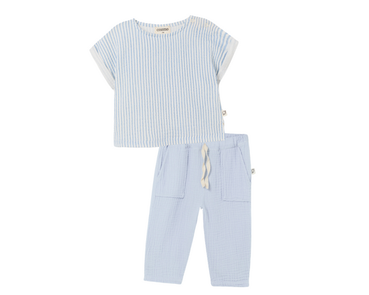 Soft Gauze Baby Pants Set - Blue