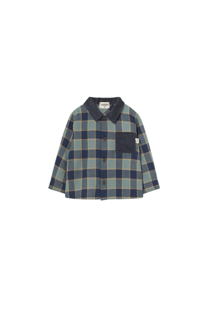 Check Flannel Top with Denim Corduroy Pants