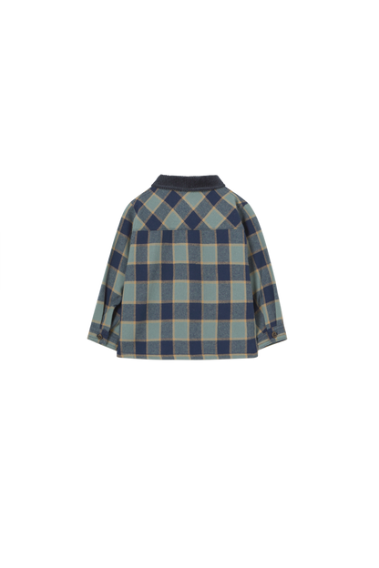 Check Flannel Top with Denim Corduroy Pants