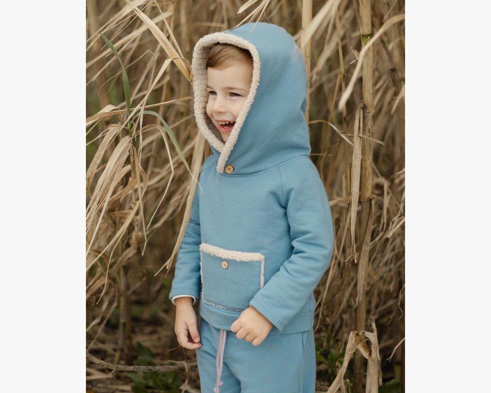 Blue Hooded Sweat Set