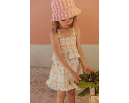 Yellow Positano Checks Set - Florentina Camisole and Vallalois Shorts