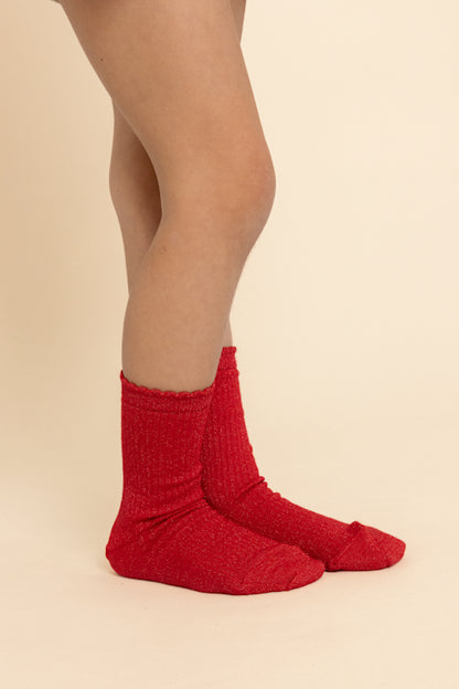 Vibe Red Glitter Socks 2 pack