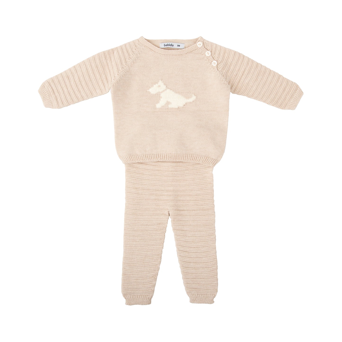 Bora Knit Dog Pant Set - Beige