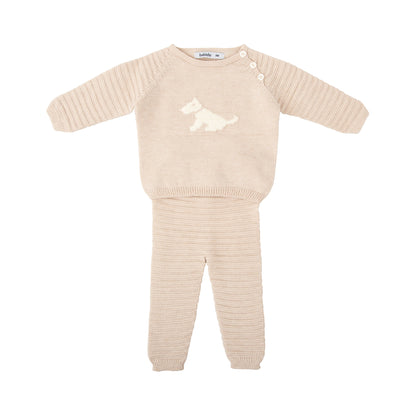 Bora Knit Dog Pant Set - Beige