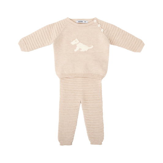 Bora Knit Dog Pant Set - Beige