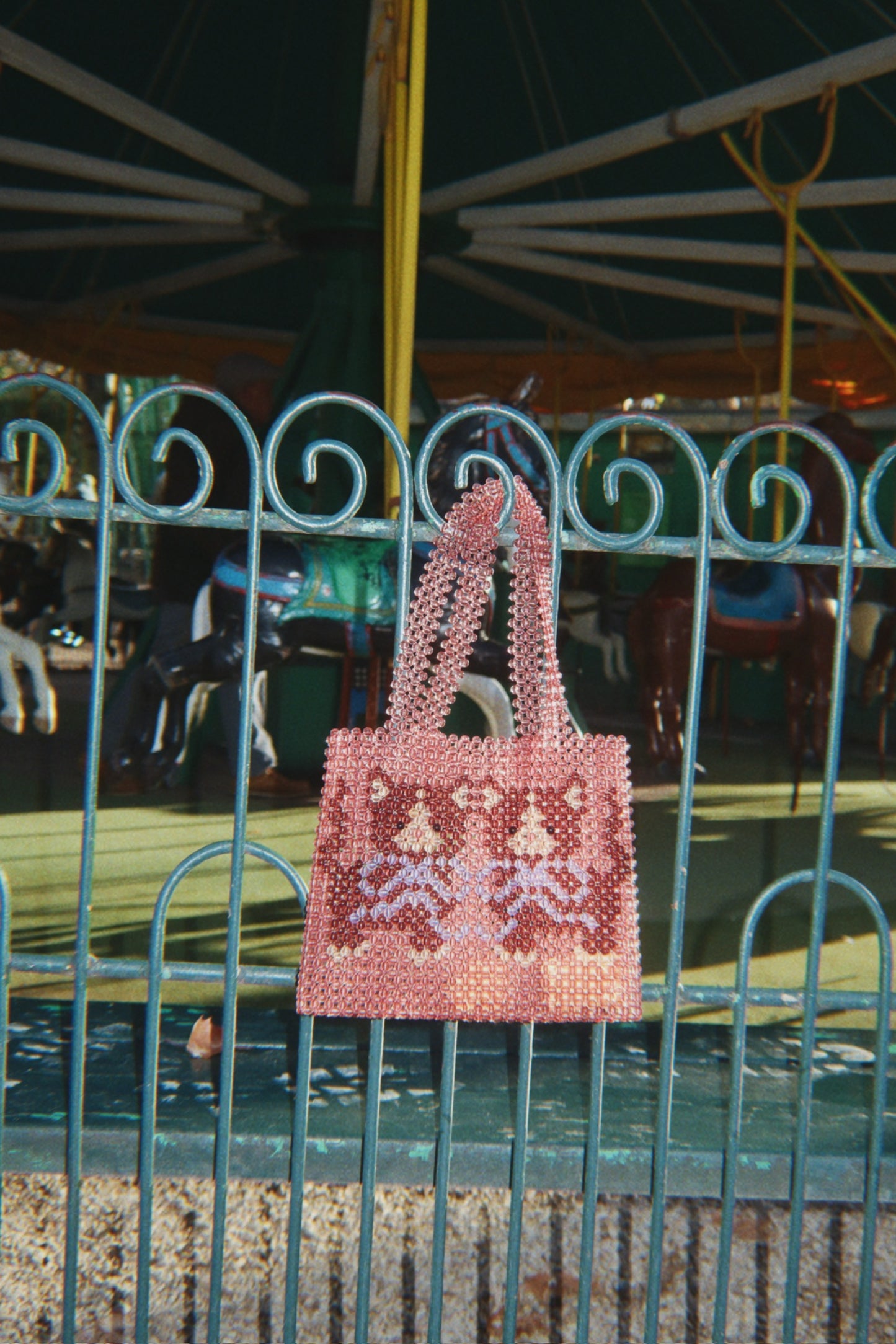 Kitty Perla Beaded Handbag Purse - Mellow Rose