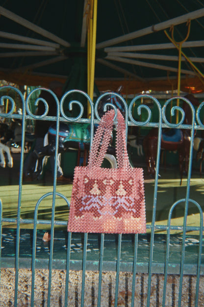 Kitty Perla Beaded Handbag Purse - Mellow Rose