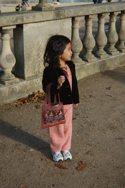 Kitty Perla Beaded Handbag Purse - Mellow Rose