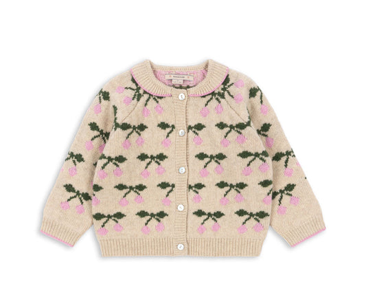 Belou Knit Wool Collar Cardigan - Cherry