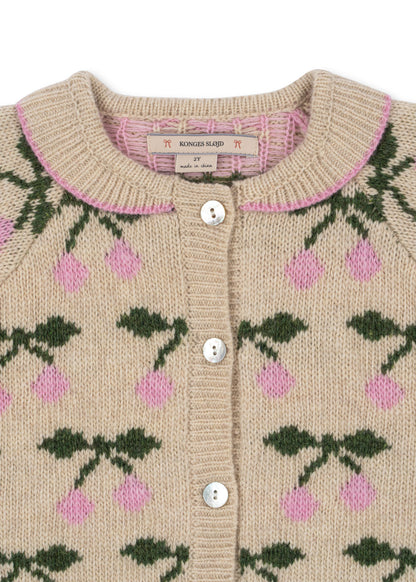 Belou Knit Wool Collar Cardigan - Cherry
