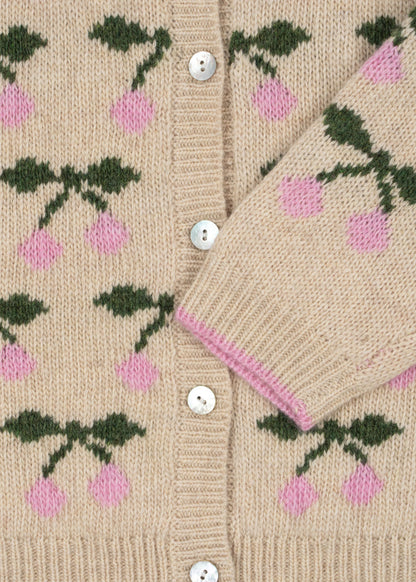 Belou Knit Wool Collar Cardigan - Cherry