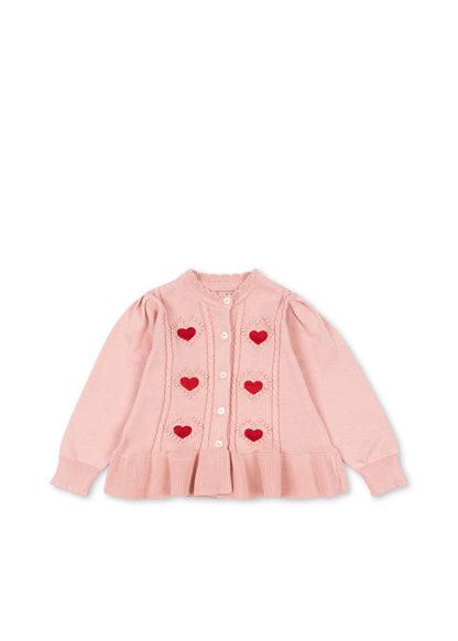 Soliel Heart Cardigan and Skirt Set - Silver Pink
