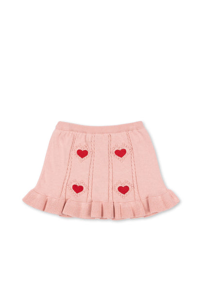 Soliel Heart Cardigan and Skirt Set - Silver Pink