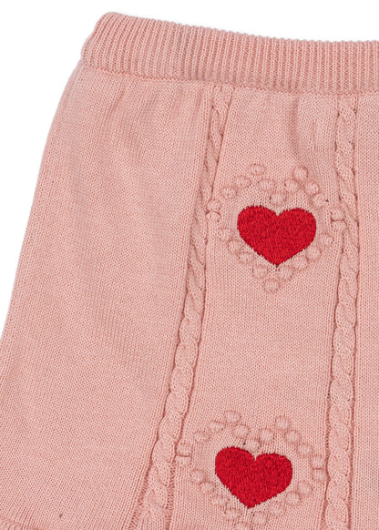 Soliel Heart Cardigan and Skirt Set - Silver Pink