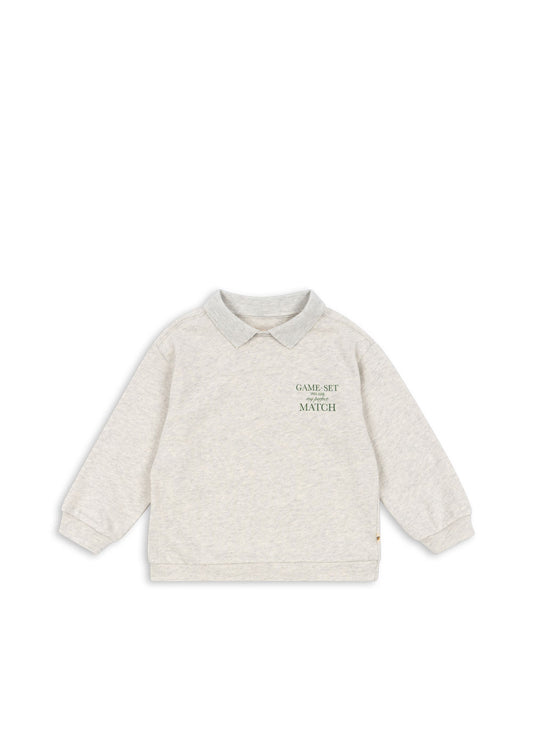Spotty Long Sleeve Polo - Off White Melange Match