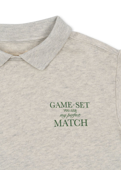 Spotty Long Sleeve Polo - Off White Melange Match