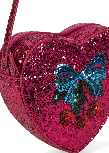 Tut Heart Sequin Purse Shoulder Bag - Sangria