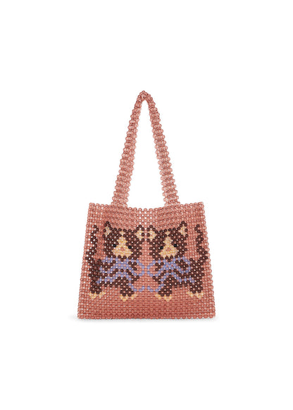 Kitty Perla Beaded Handbag Purse - Mellow Rose