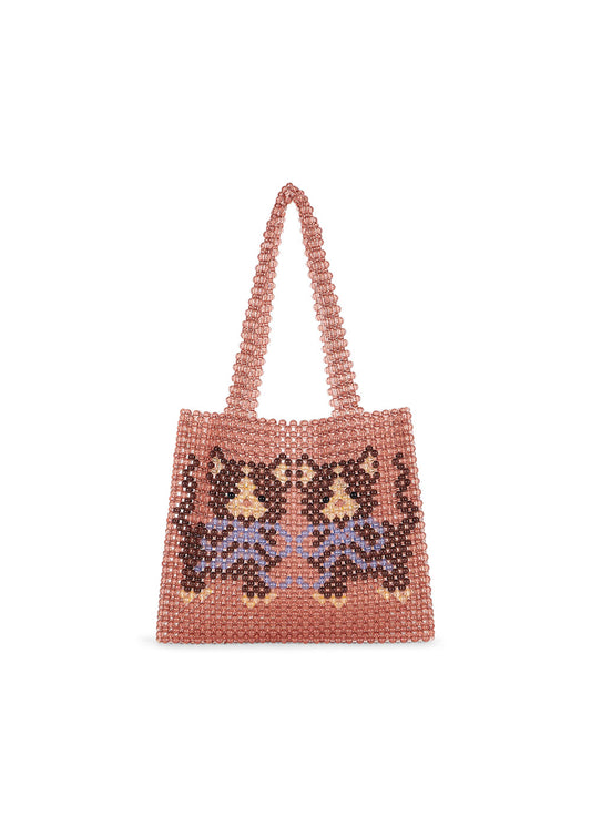 Kitty Perla Beaded Handbag Purse - Mellow Rose